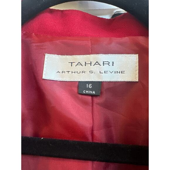 TAHARI Red with Three Black Button Closure Dress Suit Jacket Blazer - Picture 2 of 7